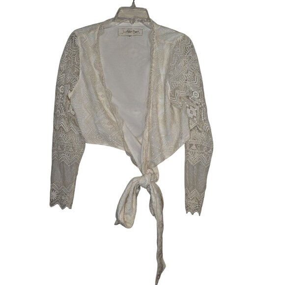 Jen's Pirate Booty Lace Tie-Front Cardigan Wrap Jacket Size L - Picture 4 of 7